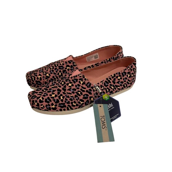 TOMS Pink Leopard Print Slip On Flats Size 7.5 NEW New with tags - Picture 3 of 6